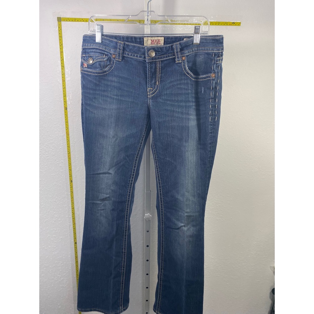 MEK Denim Chicago Bootcut Jeans Mens 30x34 Blue Medium Wash Embroidered Pockets